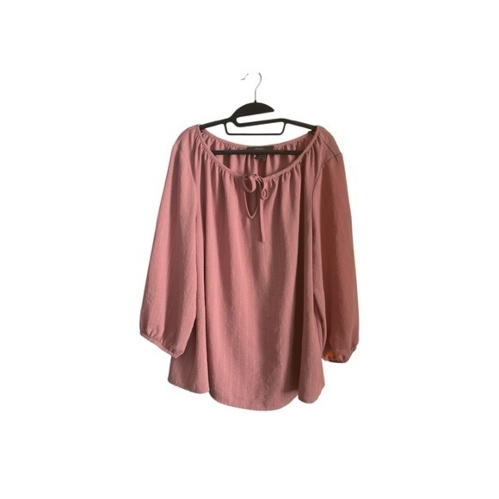 OLIVIA & MARTIN Pink Tie Neck  3/4 Sleeve Blouse Size 1X
